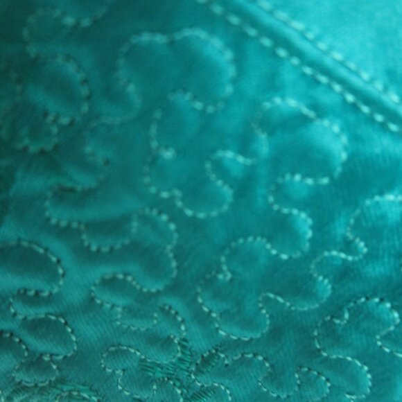 Vtg Solz Squirrel Womens M Turquoise Black Reversible Kimono Satin Jacket Blazer - Picture 13 of 13